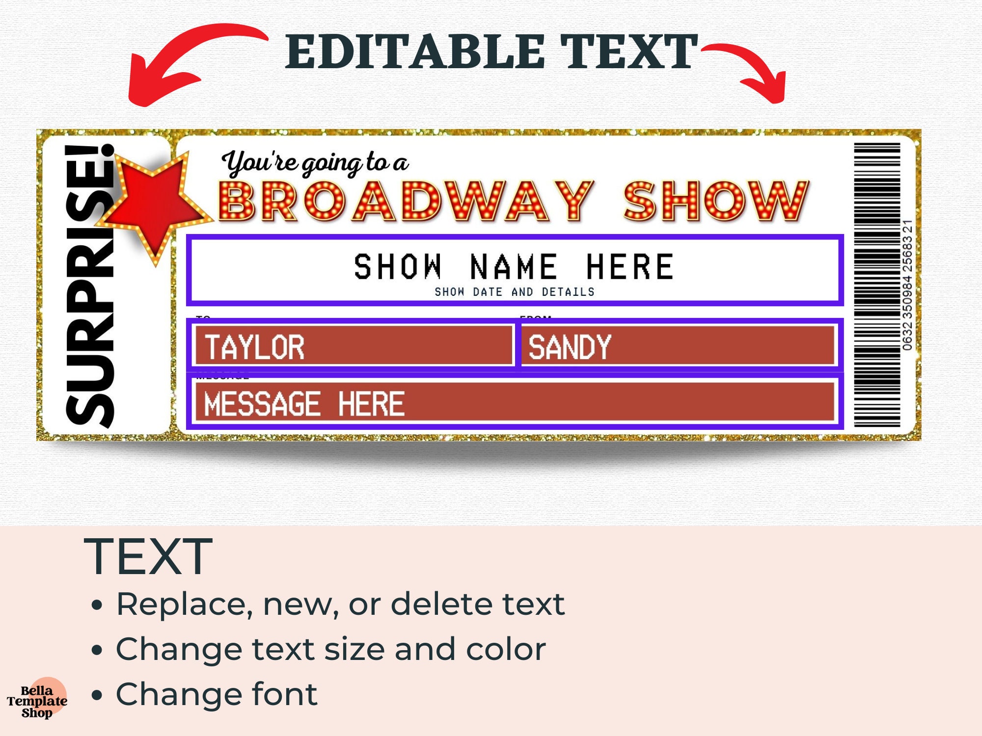Editable Broadway Show Ticket Template Printable Broadway Etsy Editable Broadway Show Ticket Template Printable Broadway Etsy