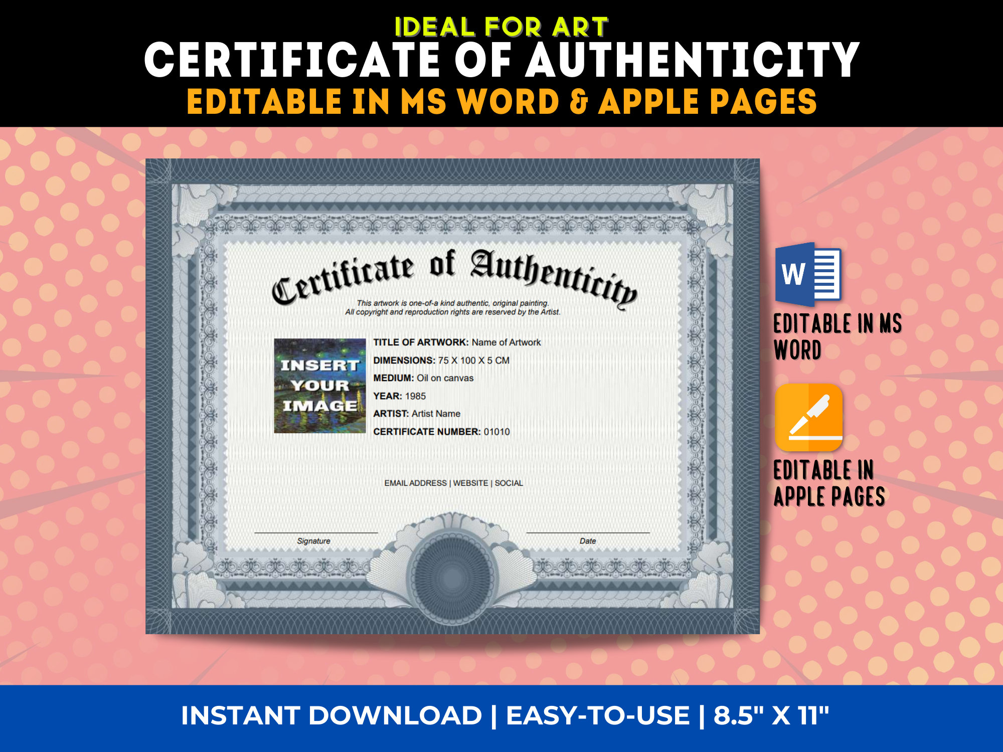 Certificate Of Authenticity Template Word