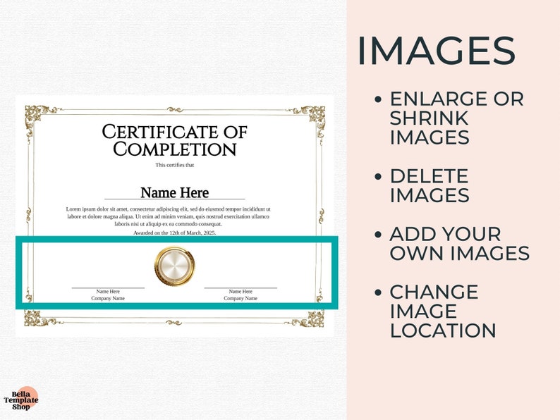 Editable certificate of completion template course completion etsy