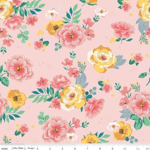 Spring Gardens by My Mind&#39;s Eye - Pink Floral Clusters - Mfg. Riley Blake - Mfg.  #C14110-PINK - Premium Cotton - Sold by Half Yard Cuts