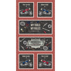 My Tools My Rules - 24&quot; Panel - Manufacturer  Henry Glass - Manufacturer #HEG519P-88(213) - Premium Cotton Fabric