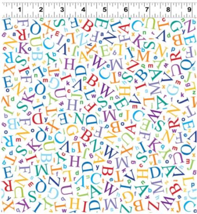Amazing Alphabet Digital Letters Cotton Quilting Fabric From Clothworks ...