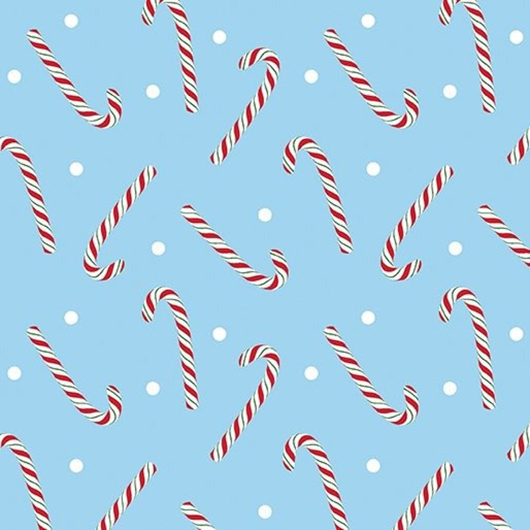 Country Christmas by Bernatex Jolly Candy Canes Light Blue - Etsy