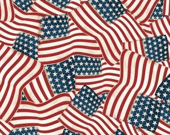 Founding Glory Patriotic Packed Flags cotton fabric by Wilmington Prints
