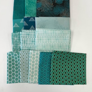 Elements - 14 Fat Quarters in a Bundle in Aqua Green Blue Manufacturer Art Gallery Fabrics