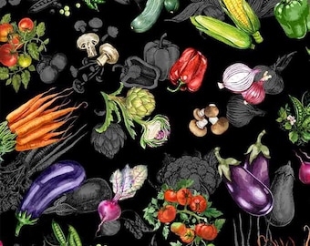 Fresh & Local - Farm Fresh Black - Manufacturer Michael Miller - Manufacturer #DCX11932-BLAC-D-Premium Cotton Fabric-Sold by Half Yard Cuts