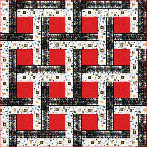 Data Point Quilt Kit by Studio E - using Data Point fabric collection - Size: 80" x 80"