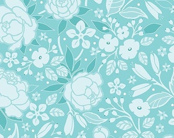 Frolic - Aqua Silhouette Premium Cotton Fabric from Amanda Murphy and Benartex - Manufacturer #13511-24 sold by half yard