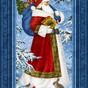 St. Nicholas by Liz Goodrick-Santa Panel - 43&quot; x 24&quot; - Dark Blue - Mfg. Northcott Fabrics - Mfg. #DP28210-48(441) - Premium Cotton Fabric