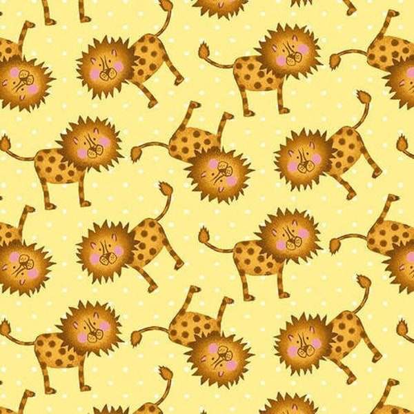 Silly Safari - Yellow Lions - premium 100% cotton fabric by Studio E - Item# 5941-33 - Sold in half yard increments