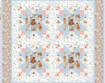Sweet Dreams Quilt Kit in Blue Bears from Forest Dreams (cotton quilting fabric) from Dear Stella 39" x 39"