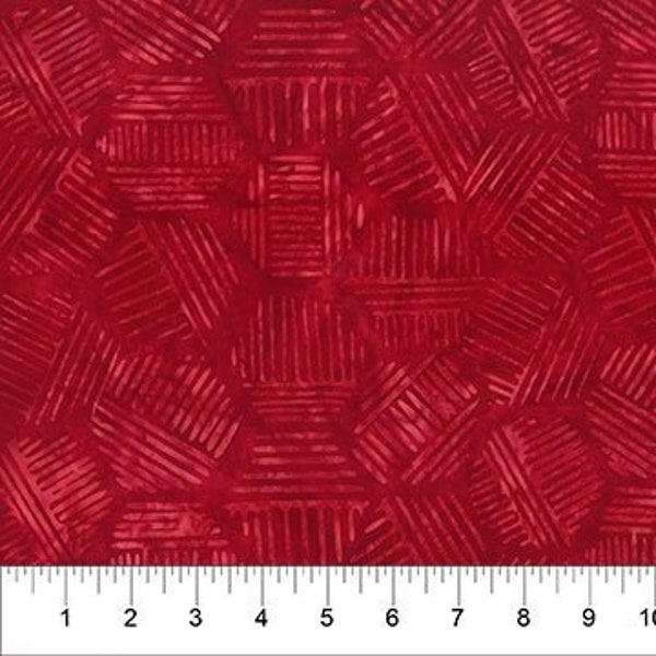 Hexies - Dark Red Batik from Northcott Fabrics - Item #81700-25 Half Yard Cuts