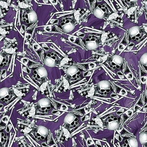 Halloween Countdown by Urban Essence Designs-Bones & Skulls-Mfg Blank-Mfg # 2251G-55-Premium Cotton Glow in Dark Fabric-Sold by Half Yd Cuts
