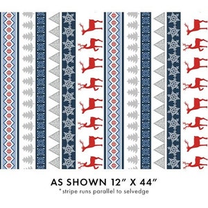 Nordic Cabin by Cherry Guidry - Deer Border Stripe - Mfg. Benartex - Mfg.# 13415P-50 -Premium Cotton Fabric - Sold by Half Yard Cuts