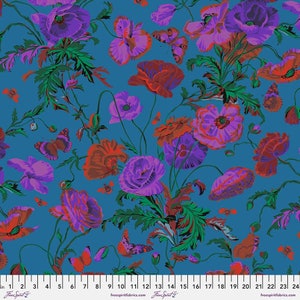 Meadow by Philip Jacobs for Kaffe Fassett Collective-Teal-Mfg. Free Spirit-Mfg. #PWPJ116.TEAL-Premium Cotton Fabric-Sold by Half Yard Cuts