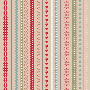 Gingerbread Season-Festive Stripes on Butterscotch-Mfg. Lewis and Irene Fabrics- Mfg. #C86.2-Premium Cotton Fabric-Sold by Half Yard Cuts