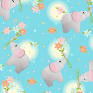 Wee Ones - Elephant Coordinate - Mfg. Oasis Fabrics - Mfg. #59-6941 - Premium Cotton Fabric - Sold by Half Yard Cuts