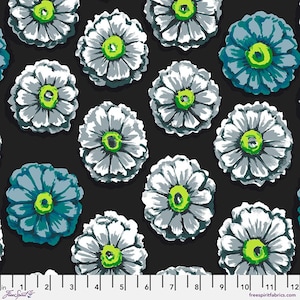 Kaffe 85 and Fabulous by Kaffe Fassett-Zinnia Contrast-Mfg. Free Spirit-Mfg. # PWGP031.CONTRAST-Premium Cotton Fabric-Sold by Half Yard Cuts