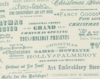 Christmas Faire in Cream Composed Words cotton quilting fabric from Moda