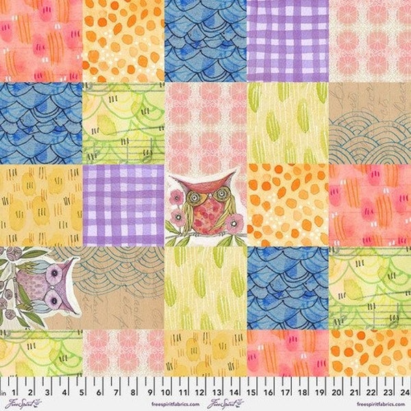 Well Owl Be Owl Tiles Multi cotton quilting fabric by Free Spirit - Manufacturer# PWCD026.XMULTI - Sold in half yard increments