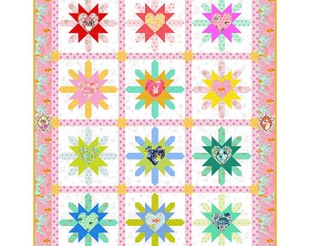 Kit de edredón "Heart Burst" con Besties de Tula Pink - 183 x 233 cm - Fabricado por Free Spirit - Fabricado #KITQTTP.HEART - Tela de algodón premium