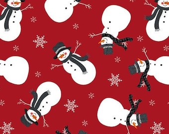 It's Snow Wonder by Blank Quilting Red Tossed Snowmen Quilt Cotton