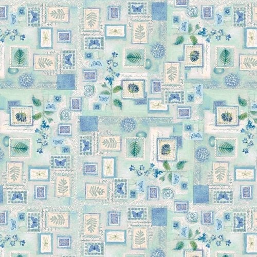 Victoria - Powder Blue Botanical Patchwork - Mfg. Blank Quilting