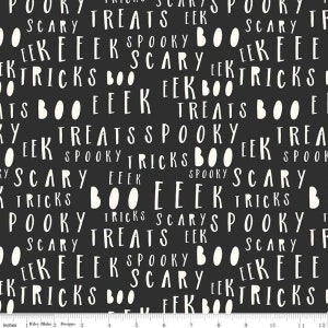 Bad to the Bone by My Mind&#39;s Eye-Black Glow in the Dark-Mfg. Riley Blake-Mfg. #GC11924-BLACK-Premium Cotton Fabric-Sold by Half Yard Cuts