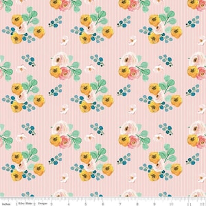 Spring Gardens by My Mind&#39;s Eye - Bouquets Pink - Mfg. Riley Blake - Mfg. #C14111-PINK - Premium Cotton  Fabric - Sold by Half Yard Cuts