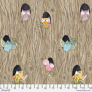 Well Owl Be by Cori Dantini-Hello Nite Brown-Mfg. Free Spirit-Mfg. #PWCD016.XBROWN-Premium Cotton Fabric-Mfg. #-Sold by Half Yard Cuts