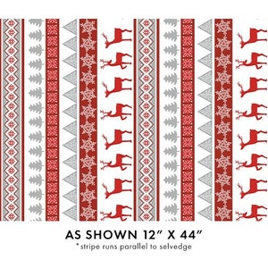 Nordic Cabin by Cherry Guidry - Red Deer Stripe - Mfg. Benartex - Mfg.# 13415P-10 -Premium Cotton Fabric - Sold by Half Yard Cuts