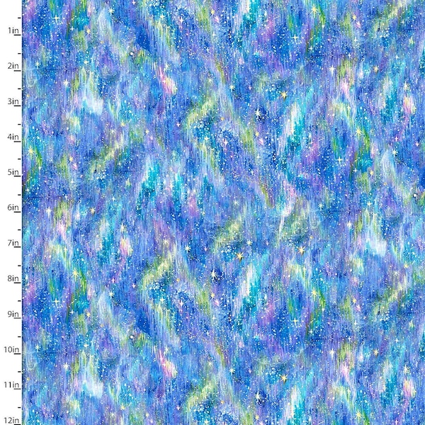 Blue Borealis Digital Quilt Fabric by 3 Wishes Item #17134-BLU-CTN - Half Yard Cut