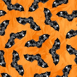 Halloween Countdown by Urban Essence Designs-Bats-Mfg Blank Quilting-Mfg #2253G-33-Premium Cotton Glow in Dark Fabric-Sold by Half Yard Cuts