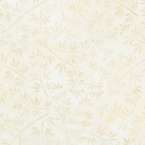 Morning Mist Artisan Batik Fabric, color Ivory, print leaves, from Robert Kaufman, Manufacturer Item #AMD-20755-15 Half yard