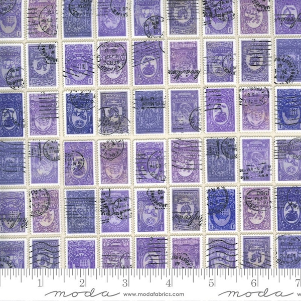 Flea Market Fresh - Lavender Stamps - cotton quilting fabric by Moda - Item# 7374 16 - Sold in half yard increments