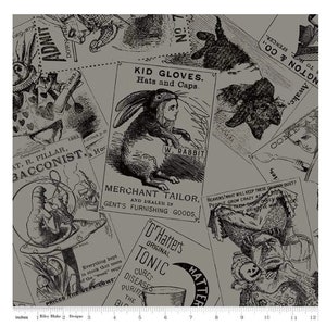 Mad Masquerade by  J. Wecker Frisch - Card Toss Gray - Mfg. Riley Blake - Mfg #CD11957-GRAY - Premium Cotton Fabric - Sold by Half Yard Cuts