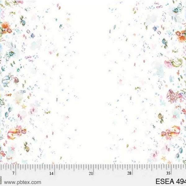Enchanted Seas - Mermaid Wide Border - premium 100% cotton fabric by P&B Textiles - Item# 4945-MU - Sold in half yard increments