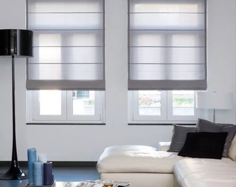 Roman Shade | Sheers | Cream | Gray | White | Privacy | Window Blind | Drapery | Curtains | Contemporary | Modern | Handmade