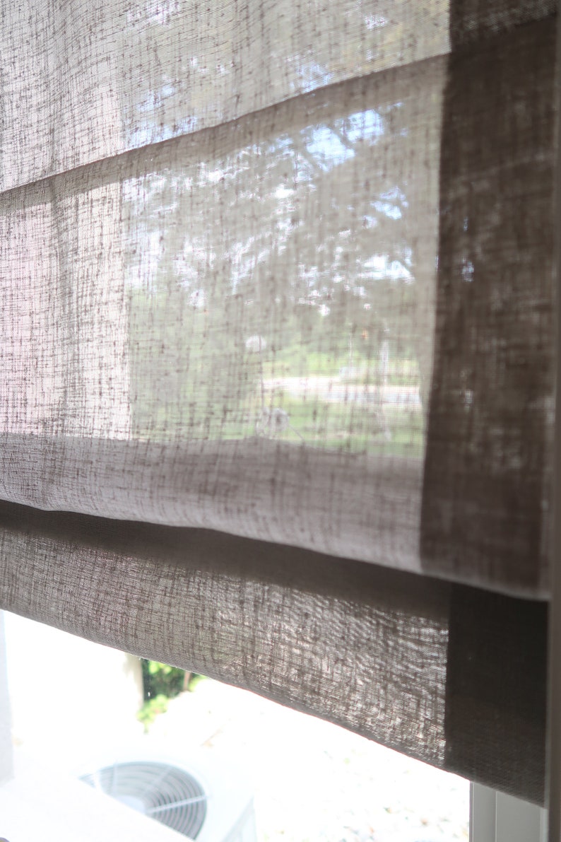 Soft Faux Linen Roman Shade White Grey Privacy Light Etsy