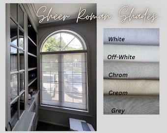 Roman Shade | Sheers | Cream | Gray | White | Privacy | Window Blind | Drapery | Curtains | Contemporary | Modern | Handmade