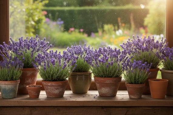 5 Lavender Super Blue Outdoor Indoor Dwarf Perennial Plants, Fragrant Cut Flower, Culinary and Apothecary Herbs, Pollinator, Zones 5 -9