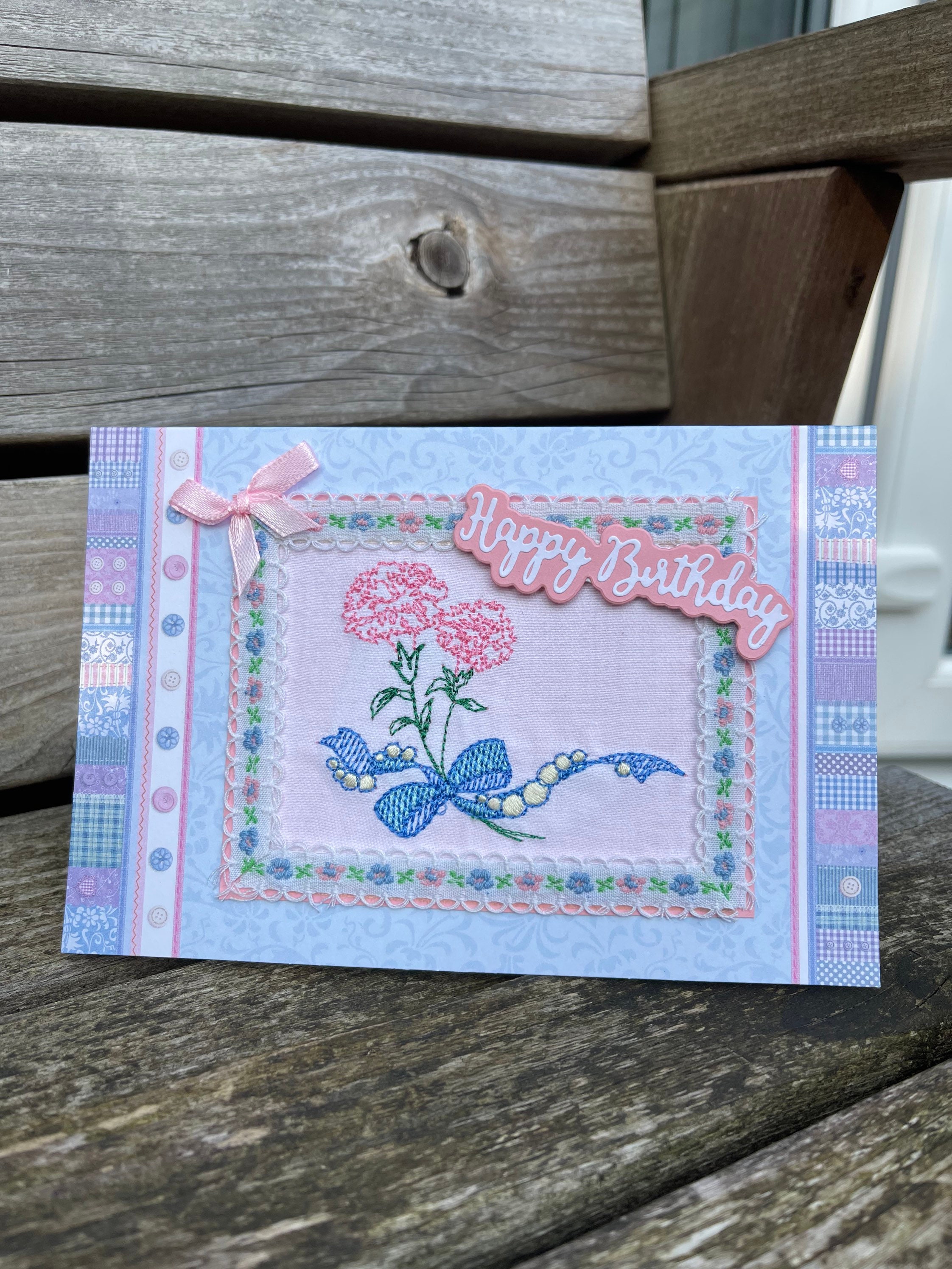Floral Embroidery Birthday Card Etsy