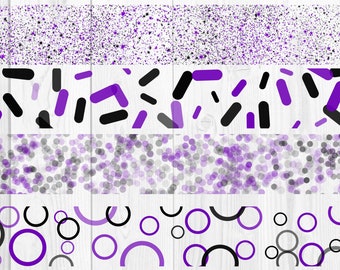 Lila und Schwarzes Konfetti Banner Clip Art Pack von Vier