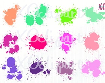 43 Grandes respingos de tinta Clip Art PNGs Sublimação