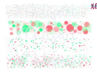 Pink and Green Confetti Banner Clip Art PNGs