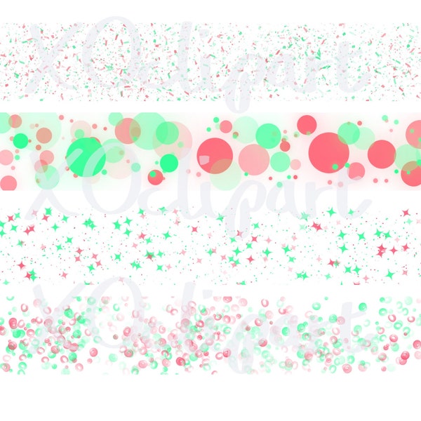 Pink and Green Confetti Banner Clip Art PNGs