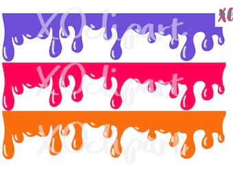 Paint Drip Clip Art PNG Bundle of Eight for Graphic Design Sublimation and Digital Stickers