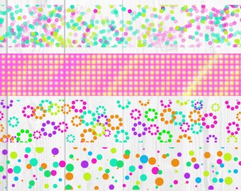 Neon Confetti Banner Clip Art PNGs Pack of Four