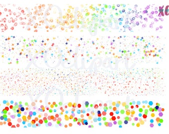 Rainbow Confetti Clip Art PNGs Pack of Four