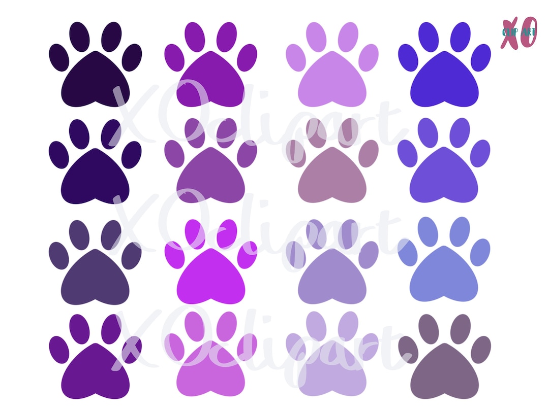 Purple Paw Prints Pngs Sublimation Clip Art - Etsy